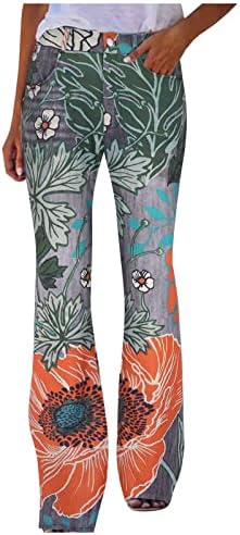 DUOWEI Womens Track Pants with Pockets Women's Long Multiple Choice Printed Casual Loose Pants Womens Tie Pants Casual Orange