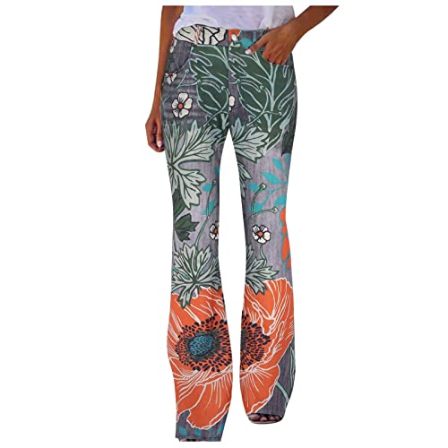 Duowei Womens Track Pants With Pockets Women's Long Multiple Choice Printed Casual Loose Pants Womens Tie Pants Casual Orange #TOP23