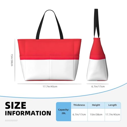 Indonesian Flag Large Capacity Foldable Tote Bag Women Beach Tote Bag Handbag Gym Bag Travel Shopping Bag4