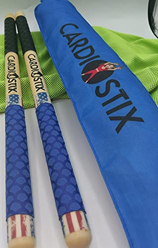 Cardiostix 8.5Oz Bundle Highest-Weighted Double Grip(1 Pair) Premium American Hickory Wood Cardio Drum Sticks | Drumming, Fitness, Aerobic Class, Exercises #TOP17