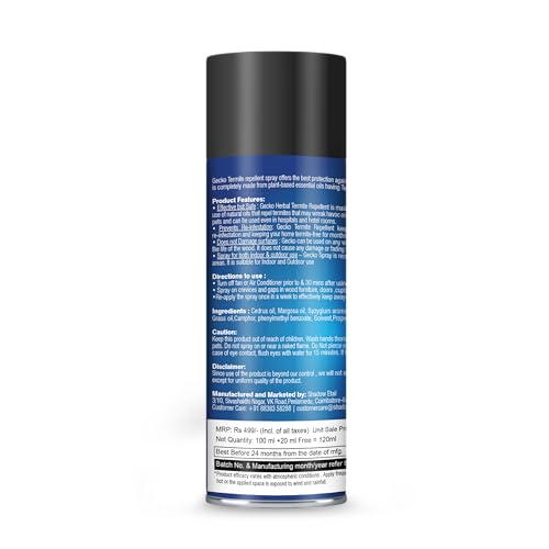 Image of Shadow Securitronics Herbal Termite Repellent Spray 120ml | 10-Minute Action | Kills Entire Termite Colony | 100% Organic Chemical-Free Repellent for Home, Furniture & Wooden Items | Pack of 3