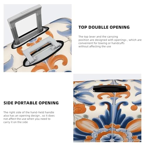 Orange Blue Paisley Tiles Pattern Travel Luggage Cover Elastic Suitcase Covers Washable Anti Scratch Luggage Dust Covers Protector, Fits 18-21 inch Luggage, S4
