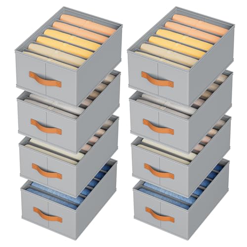 DIMJ Large Wardrobe Clothes Organizer - 8 Packs Fabric Closet