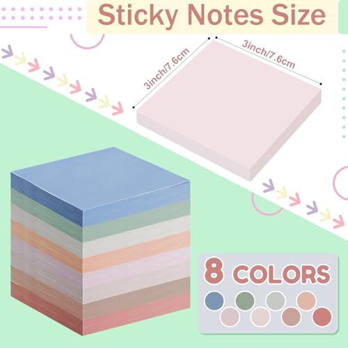 Image of Fainne 120 Pack Sticky Notes Bulk 3x3 Multicolor Self Stick,Pastel Color