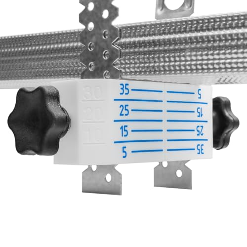 2 x Nivelliersystem für abgehängte Decken, Schnell Montagewerkzeug, Deckennivellierungshalter Profil CD60 ES Gipskartonplatte Regips, Deckenabhänger trockenbau, Direktabhänger, Laser-Zieltafel