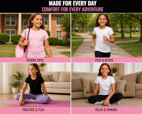 Image of Rene Rofe Girls Undershirts - 6 Pack Soft Cotton Tag Free Crew Neck Short Sleeve Shirts Girls T Shirts for School and Play