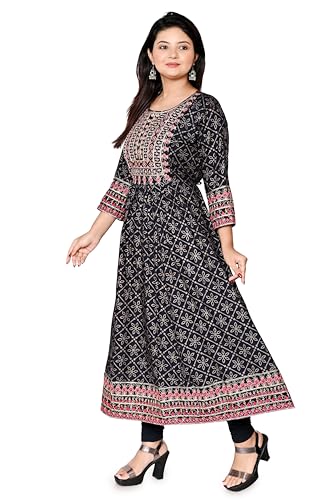 Image of Rayon Casual Ethnic Round Neck Embroidered Kurta for Women and Girls (310)
