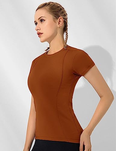 Image of Loovoo Women Workout Shirts, 1 /2 /3 Pack Short Sleeve Compression Tee | Tight Fit Gym Basic Tops, Athletic Quick Dry Crew Neck 4-Way Stretch, Flat Seams Ideal for Yoga, Gym, Running and Daily Wear