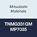 Mitsubishi Materials TNMG331GM MP7035 Coated Carbide TN Type Negative Turning Insert with Hole, Triangular, Grade MP7035, 0.375" IC, 0.187" Thick, 0.016" Corner Radius, GM Breaker (Pack of 10)