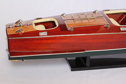 Chris Craft Triple Cockpit 25" Wood-Crafted Boat Model. Fully Assembled With A Separate Wooden Stand. Leather Seats. #TOP5