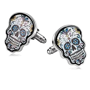 Manchetknopen en Stud Set, Mens Manchetknopen Vintage Rvs Schedel Vintage Smoking Manchetknopen Zakelijke Gift 2.9X1.8CM, Geen edelsteen