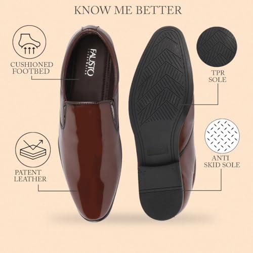 Image of FAUSTO Men Leather Formal Pull-On Shoes