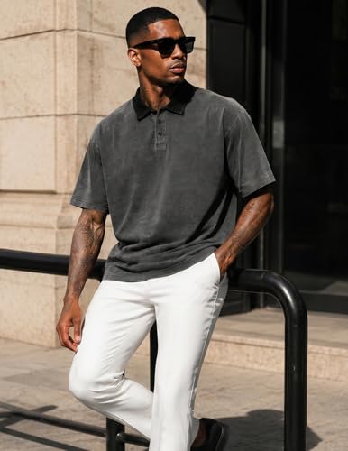 Camiseta Polo Oversized para Hombre Gris Tamaño Large miniatura 2