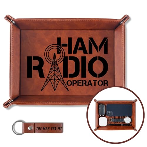 INNObeta Ham Radio Valet Tray for Men - PU Leather Desktop Organizer for Keys, Coins, and Bedside Storage - Birthday Gift Idea - Ham Radio Enthusiasts, TRAY-HAMRADIO-01