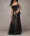 Women Sexy See Through Lace Maxi Skirt Elastic Low Waist Sheer A Line Long Flowy Skirt (Black, M)