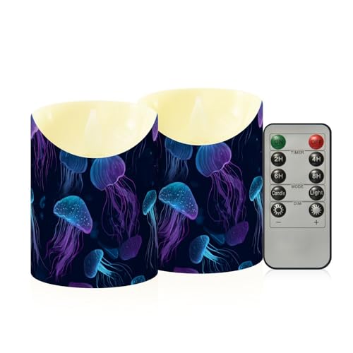 Bougies électriques bleu fluo méduse de rêve pour table de Noël