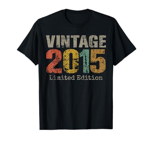 Vintage 2015 10th Birthday Gifts 10 Year Old Camiseta