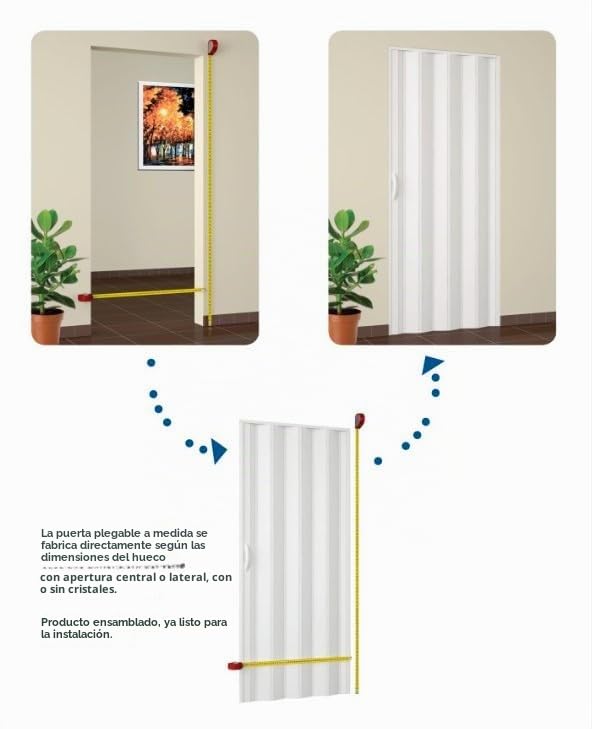 ROLLPLAST Kit de Puerta de Fuelle de PVC 82 cm x 224 cm Color Blanco o marrón Pinto