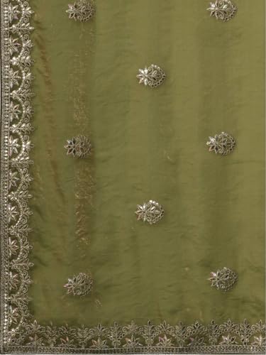 Image of SAREE MALL Women's Satin Silk Embroidered Saree With Unstitched Blouse (KRIYNS4001 KH Parent)