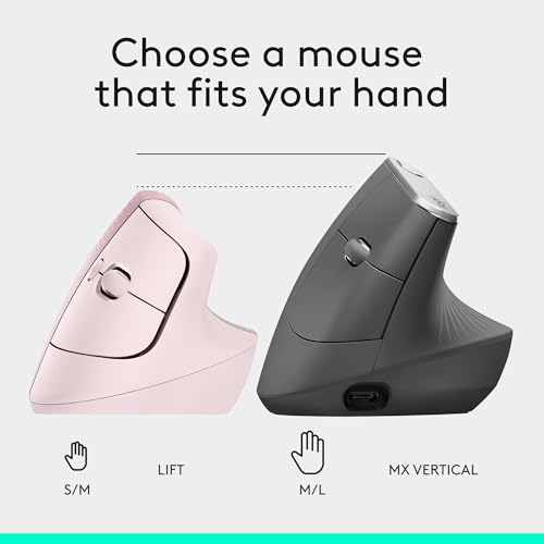 Logitech Lift Vertical Ergonomic Wireless Mouse - Rose - image 9