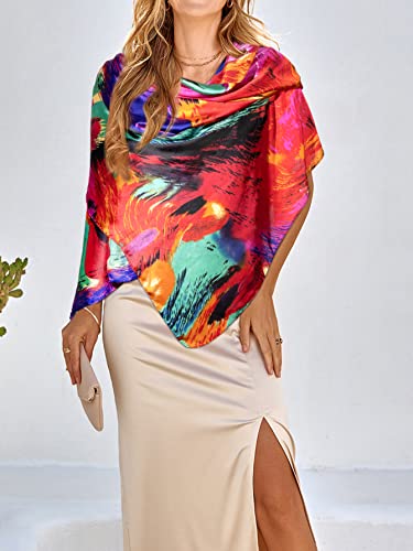Bestshe Silk Feeling Long Scarf Fashion Floral Large Scarf Satin Shawl Wraps for Women with Gift Packed3