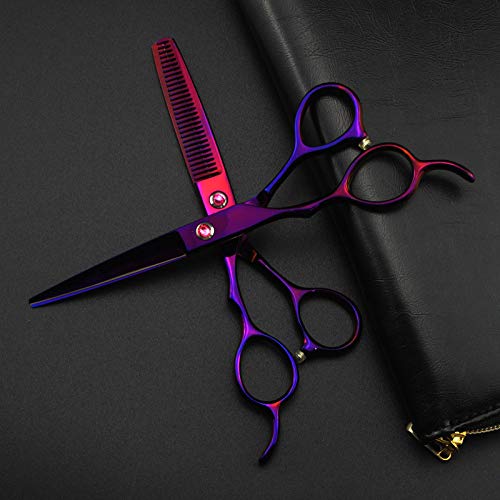 Hair Cutting, 6inch 5 Colors Professional 440c Left Handed Hair Cutting Barber Haircut thinning Hairdressing Set (Color : Silver Set)