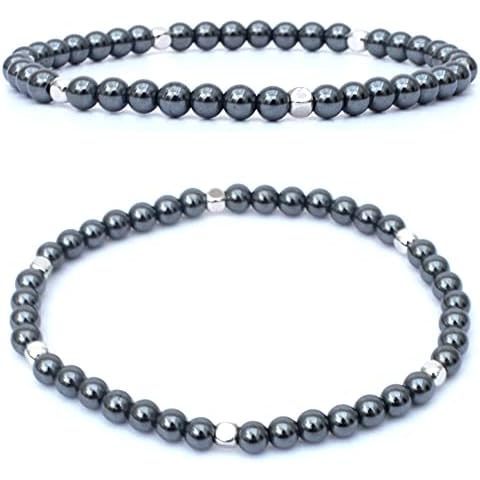 Dainty Hematite Bracelet Small 4mm Beads For Multiple Wrist Sizes (18 cm wrist) Cover