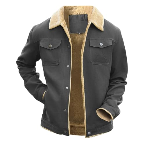 Men’s Winter Lapel Jacket Fleece Lined Multi-Color Warm Coats Comfortable Outdoor Casual Outerwear