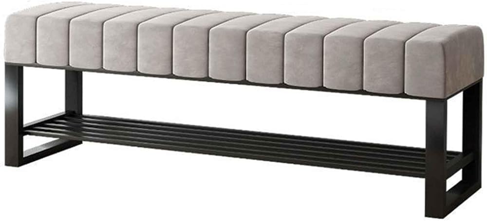 Banc d'entrée étroit en velours chic avec rangement pour couloir