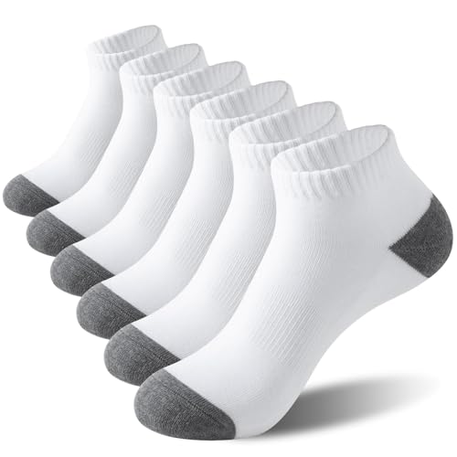 6 Pairs Low Cut Running Socks, Cushioned Athletic Socks with Arch Support, Reinforced Head & Heel for Durability