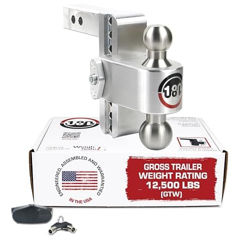 Weigh Safe Adjustable Trailer Hitch Ball Mount - 6" Adjustable Drop Hitch for 2" Receiver - Premium Heavy Duty Aluminum Trailer Tow Hitch w/ Stainless Steel Tow Balls (2" & 2 5/16") - 12,500 lbs GTW Cover