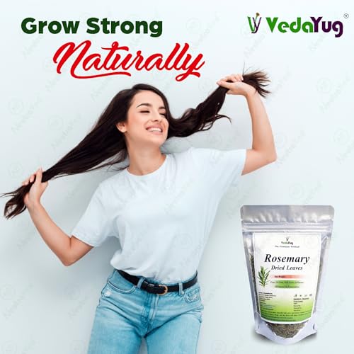 Image of VY VedaYug Rosemary Leaves for Hair Growth, 100g | Food Grade Rosemary Leaves for Seasoning + 1 Mist Spray Bottle for Rosemary Water