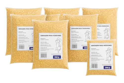 Serragem Para Roedores Kit 6, Para Coelhos, Porquinhos-da-Índia, Hamsters e Ratos, 350g x 6 Pacotes, Controle de Odores, Mantém Pelagem Seca