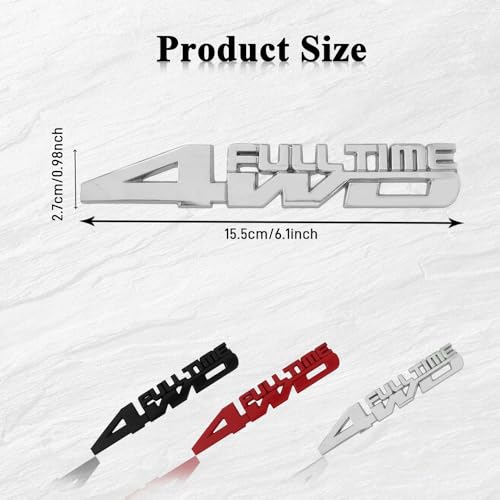 Image of Universal 4X4 Emblem Badge 3D Logo, Emblem Sticker, 3D Fender Badge Decal Car Sticker, Full Coverage Adhesive Replacement Compatible with Toyota 4Run, Tun Truck Pickup Model (4WD, Silver)