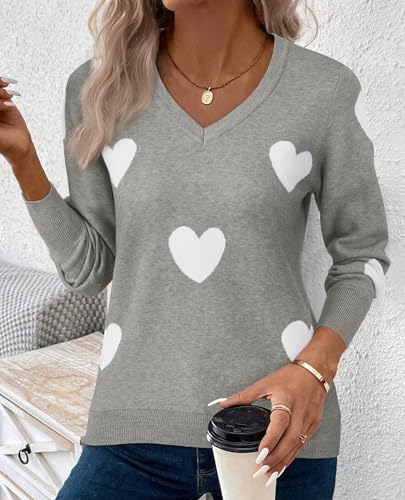 Image of Women's Spring Sweaters 2026 Casual Long Sleeve Pullover V Neck Lightweight Sweatshirts Cute Blouse Tops
