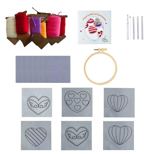 Punch Needle Coaster Kits - Punch Needle Kits | Kit de bordado | Juego de bordado hecho a mano para el día de San Valentín | Different Love Pattern Crafting Tool for Work Area, Living Room, & Kitchen