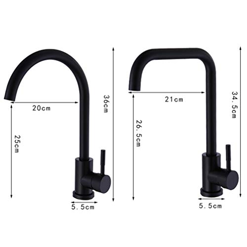 Robinet de cuisine SUS304 noir mitigeur évier rotatif 360 avec mousseur intégré