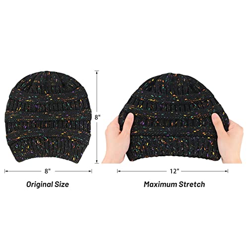 Image of Zando Beanies Women Winter Beanie for Women Warm Hats for Women Thick Knit Beanie Hat for Women Womens Beanie Unisex Cozy Slouchy Hat Soft Girls Beanie Caps Black&Light Grey&White&Skin Pink