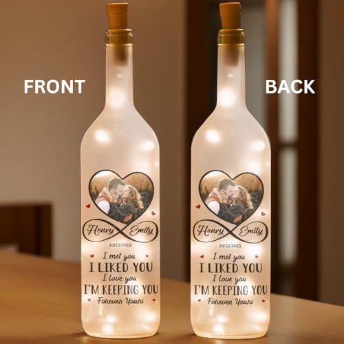 Image of Pawfect House Custom Photo Bottle Lamp, Personalized Anniversary Wedding Gifts for Husband and Wife, Him and Her, Every Moment Spent with You is A Treasure, Couple Gift Ideas, Welcome Home Decor