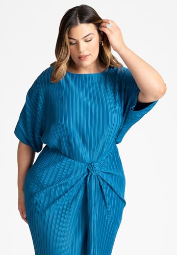 ELOQUII Women's Plus Size Draped Plisse Dress3