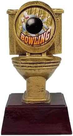 Gold Toilet Bowl Trophy | Last Place Loser Award - 6 Inch Tall - Engraved Plate Upon Request