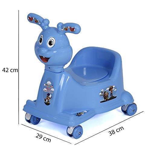 Image of Goyal's Rabbit Style Baby Potty Seat Cum Rider with Wheel and Removable Bowl for Kids (Blue)