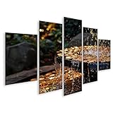 islandburner Prime Bild auf Leinwand Unglaubliches Wandbild: Goldmünzenregen über einem Parkbrunnen! Spielzimmer Münzhandel/Edelmetallhandel Bilder Wandbilder Poster