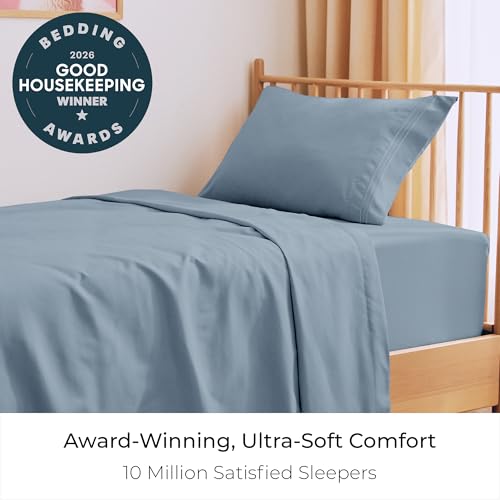 Image of Mellanni Twin XL Sheets Set - 3 PC Iconic Collection Bedding | Hotel Luxury, Extra Soft, Cooling Bed Sheets - Wrinkle, Fade, Stain Resistant (Twin Extra Long, Blue Hydrangea)