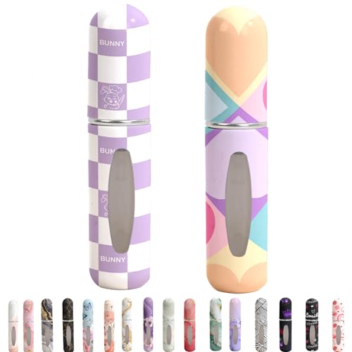 Syyflibb 5ml Perfume Atomiser Refillable Bottles Portable Mini Spray Travel Bottle Easy to Refill Empty Atomizer Bottle for Purse Handbag Pocket Luggage,Bright Color (Fashion Geometry)