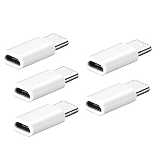 5pack USB-C Type-C to Micro USB Data Charging Adapter for Samsung Galaxy S8/S8 Plus,Tuscom (White)
