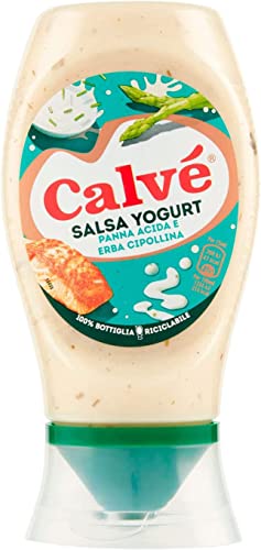 Calvè Salsa Yogurt, con panna acida ed erba cipollina, salsa de yogur, con crema agria y cebollino, 240 ml