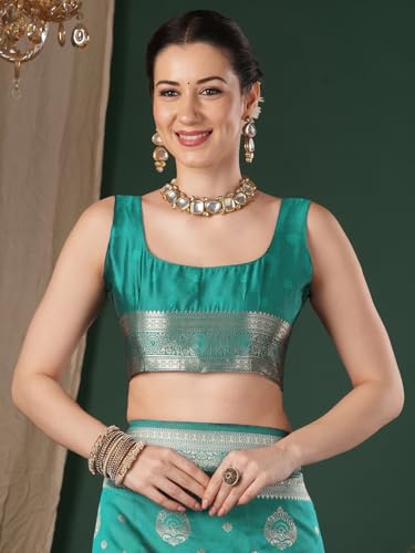 Image of AKHILAM Women's Kanjivaram Woven Soft Silk Saree With Blouse Piece