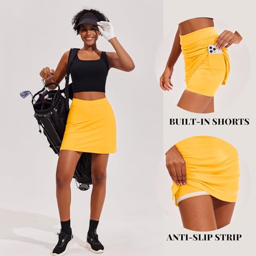 Image of Ekouaer 16 inch Golf Skorts for Woman with Inner Pockets Silicone Grippers Tennis Skirt Quick Dry Athletic Pickleball Skort