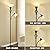 Torchiere Floor Lamp for Living Room, LED Standing Reading Light for Bedroom with Glass Shade for Living Room Corner Bedroom Home Office,Bulbs Included (Yellow Lampshade, Glass 2 Head)